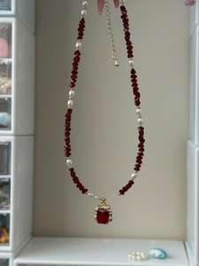 ファッションエレガントなガラス真珠光沢のあるクリスタルチョーカーネックレス光沢のあるハートペンダント手作り冬の女神ジュエリー - Product Image 5