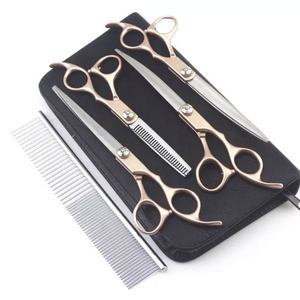 Nouvel ensemble professionnel de ciseaux de toilettage pour animaux de compagnie en acier inoxydable droit, léger et durable, avec peignes enduits - Product Image 5