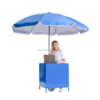 Présentoir de stand d'exposition extérieur de comptoir de table de promotion PP ABS réutilisable durable et économique avec parapluie