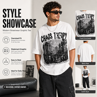 T-shirt da uomo personalizzata OEM in cotone pesante, vestibilità oversize, stile streetwear, con stampa grafica e spalle scese