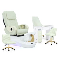 Kangmei - Juego de Muebles Modernos de Lujo para Salón de Uñas, Silla de Pedicura con Hidromasaje Magnético sin Tuberías, Color Blanco