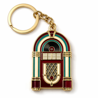 Porte-clés en émail dur sur le thème de la musique personnalisé, plaqué or de qualité supérieure, en alliage de zinc, souvenir de jukebox, guitare, vinyle, pour cadeau