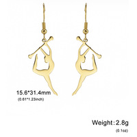 Nouvelles Boucles d'oreilles pendantes en acier inoxydable 2025 pour gymnastique rythmique, motif bâton d'exercice, cadeau d'anniversaire pour sportif