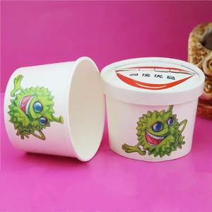 Conteneur de crème glacée jetable sur mesure, tasses en papier pour yaourt avec couvercle, 50 pièces - Product Image 1
