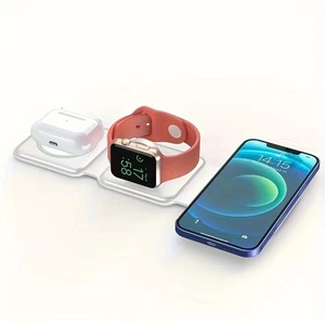 Cargador Inalámbrico Magnético <span class=keywords><strong>3</strong></span> en 1 para iPhone 15 14 <span class=keywords><strong>13</strong></span> 12, para IWatch y AirPods, Estación de Carga Rápida de 15W, Cargador Plegable - Product Image 2