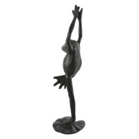 Statuette de grenouille en fonte faite à la main, finition noire, statue d'animal, décoration de jardin, pelouse, intérieur, décoration de luxe pour la maison, antique