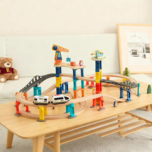 UDEAS Ensemble de petits avions de train en bois multi-scènes pour les tout-petits et les enfants de 4 à 7 ans - Product Image 1