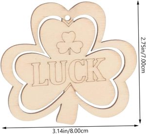 30pcs Unfinished Wooden Tag Gift Ornaments St. Patrick's Day Hollow <strong>Shamrock</strong> Hanging Ornaments - Product Image 4