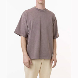 Camisetas de Moda Personalizadas con Cuello Redondo, de Gran Peso, Estilo Oversize y Corte Cuadrado, 100% Algodón, Lisas y sin Estampado - Product Image 4