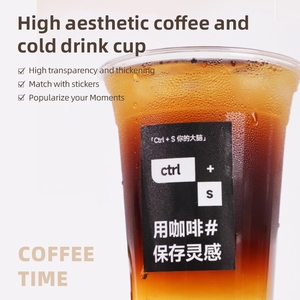 Vasos de Plástico PET con Impresión de Logotipo Personalizado para Café, Café Helado, Té con Leche Boba, Bebidas, Vasos de Plástico Desechables de 32 oz con Tapa - Product Image 4