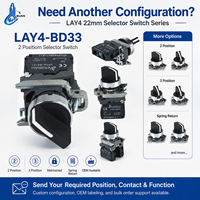 Commutateur rotatif à maintien LAY4-BD33 22mm 3 positions IP65 10A en métal et plastique 2NO pour panneaux de commande industriels