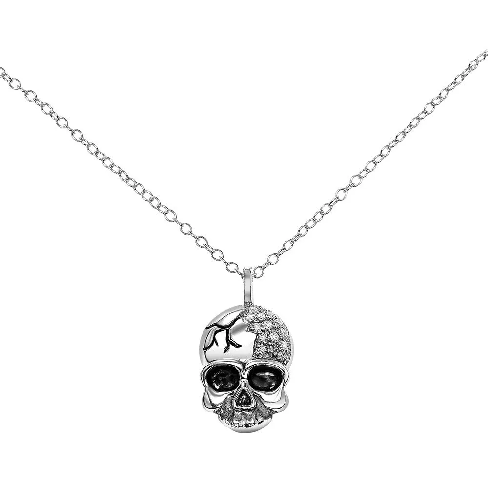 Collar de calavera de Plata de Ley 925 chapado en oro de 18k, joyería de Hip Hop, collar de cuello de Halloween