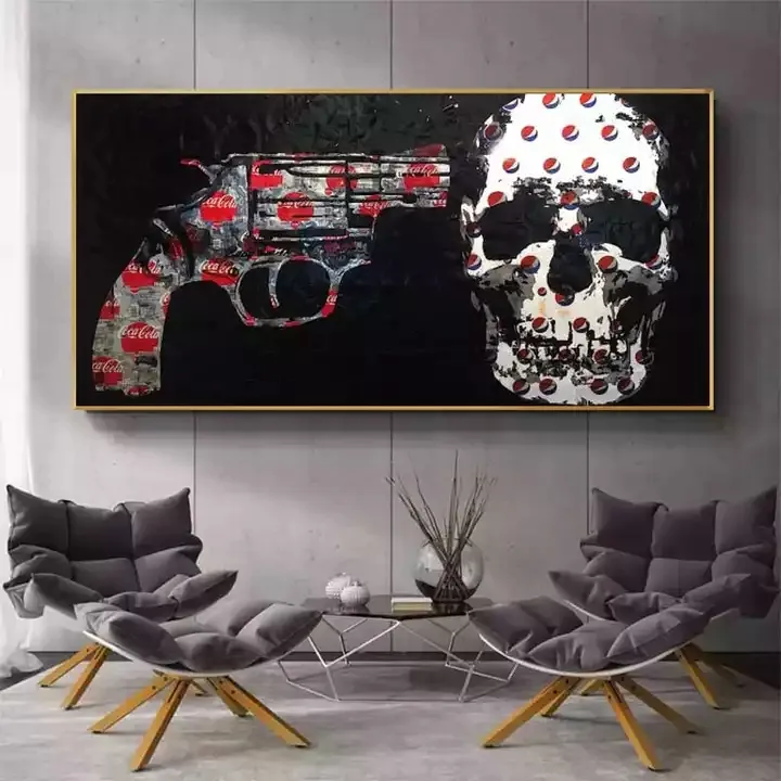 Fashion Art Skeleton Cola Logo Paste Up Wall Painting Abstract Canvas Wall Art Decorative Painting