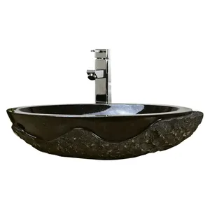 ヨーロピアンスタイルのホットセールバスルームとトイレ手洗い洗面台シンクナチュラルブラックマーブルストーンオニキスラバボ