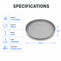 Assiette ronde en titane, plateau à fruits pour pique-nique en plein air, possibilité de personnaliser le logo gravé au laser