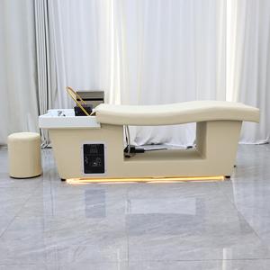 Precio al por mayor salón de belleza <span class=keywords><strong>champú</strong></span> cama lavabo reclinable LED Calvo Spa masajeador tailandés cama cabeza Spa - Product Image 5