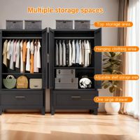 Armoire Moderne en Bois avec 1 Tiroir, Tringle à Vêtements, 2 Portes et Étagère – Durable et Écologique pour Chambre, Bureau, Hall d'Entrée, Maison d'Hôtes