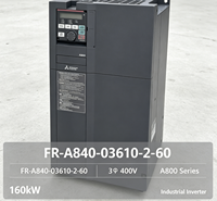 Variateur de fréquence Mitsubishi FR A840 03160 2 60 132KW VFD 380V Triphasé AC, contrôle vectoriel sans capteur, multi-étiquettes 260A 590Hz, onduleur CE