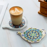 Sous-verres en céramique en forme de théière marocaine avec dos en liège, imprimés par sublimation, style nordique, résistants à la chaleur, surface brillante/mate