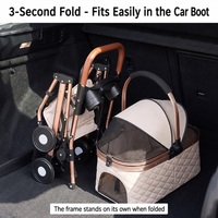 Poussette pliable pour animaux de compagnie, chien, chat, grand espace, pliage en 3 secondes, 8 roues pour animaux de compagnie de petite et moyenne taille