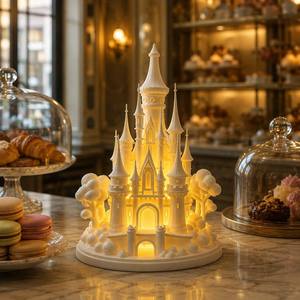 Lampe de table LED Château de conte de fées imprimé en 3D, lumière dorée chaude, pour <span class=keywords><strong>chambre</strong></span> d'enfant, salon, coin lecture, décoration, cadeau - Product Image 1