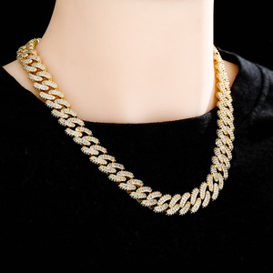 Hip Hop Full Encryption Rhombus <b>Chain</b> Copper Unisex European American Hot Sale <b>Cross</b>-border New Street - Product Image 3