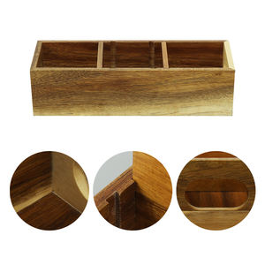 Brown Solid <strong>Wooden</strong> Boxes Desktop Decoration Wood <strong>Storage</strong> <strong>Box</strong> with Handle and Removable Partition - Product Image 5