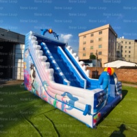 Nouveau château gonflable commercial Leap de 26 pieds sur le thème du dauphin, toboggan gonflable, château de jeu pour jeux en plein air