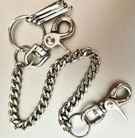Portefeuille robuste en jean avec chaîne de laisse, porte-clés pour motards et camionneurs, anneau porte-clés, bijoux inaltérables, fermoir de portefeuille pour femmes et hommes