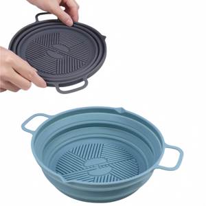 7.5 Inch Bpa Free Food Grade Collapsible Round air <strong>Fryer</strong> Silicone <strong>Basket</strong>, Non Stick Reusable Silicone air <strong>Fryer</strong> Liners - Product Image 3
