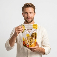 Sachet Doypack refermable en Mylar avec fenêtre transparente et logo personnalisé pour l'emballage de snacks et de fruits secs