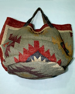 Great Price Handmade Tote Bag Women Cotton Jute with Leather <b>Strap</b> Vintage Style Open Closure Clutch <b>Shoulder</b> Bag for Daily use - Product Image 5