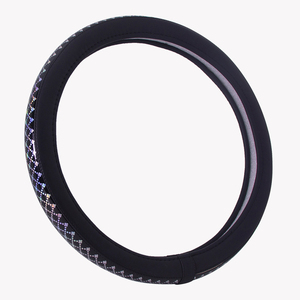 Cyberpunk Holographic 3-<b>Spoke</b> Steering <b>Wheel</b> Cover Universal Fit Pu Leather Futuristic Reflective Design Glare Trendy - Product Image 3