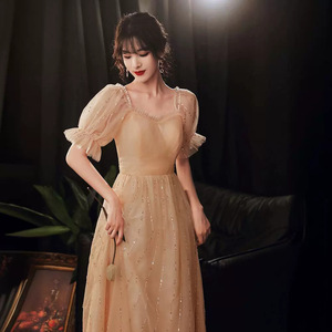 Elegant Evening Gown Sweetheart Neckline A-Line Chiffon Dress For Banquets Birthday Wear Plus Size Bridesmaid Dress Champagne - Product Image 1