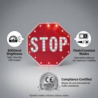 Panneau STOP octogonal à énergie solaire 24 pouces |   Feux d'avertissement clignotants à LED |   Panneau de signalisation routière réfléchissant en aluminium étanche IP65 pour