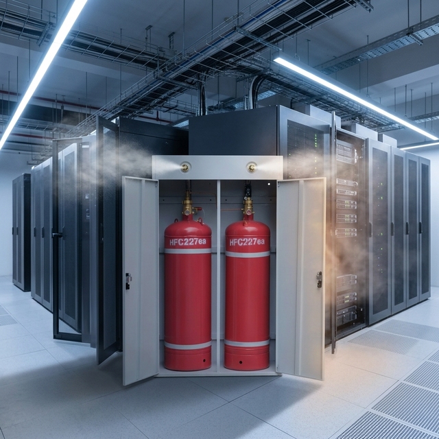 No Pipe Stainless Steel Cabinet FM200 Fire Extinguishing Device Automatic Double-Cabinet Fire Safety System for Small Data Room