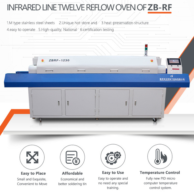 ZBRF1230 High Accuracy 12 Zones Smt Smd Solder Reflow Oven Soldering Machine for PCB Welding