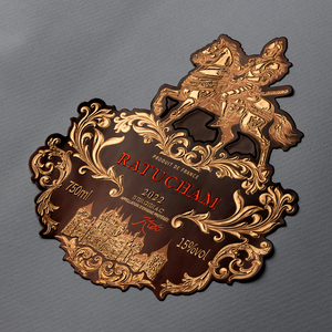 Marchio di lusso personalizzato etichetta di vino in metallo goffrato in oro foglio di alluminio vino rosso whisky etichette in metallo adesivi per la bottiglia di imballaggio - Product Image 3