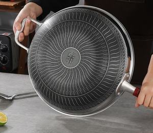 Poêle à frire en acier inoxydable 304 de qualité alimentaire de 32 cm avec différentes poignées pour cuisiner et frire - Product Image 3