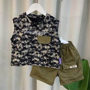 Set Estivo per Ragazzi in Stile Coreano con Gilet in Velluto a Coste, Nuova Moda 23, Elegante Completo Senza Maniche a Due Pezzi per Bambini - Product Image 6