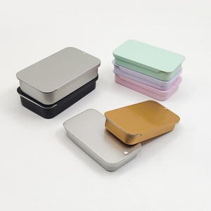 100ml square Metal Packaging Tin Can <b>Boxes</b> for Food Black Rectangle Drawer Sliding <b>Container</b> Jar with Lid - Product Image 1