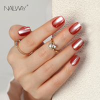 Nailway 30 pièces, 15 tailles, faux ongles à presser en acrylique de haute qualité, effet œil de chat brillant, couleur unie, couvrance totale, pour doigts, avec motifs, vente en gros