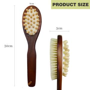 Doppelseitige Körper-Cellulite- und Lymphdrainage-Trockenbürste Natürliche Holz-Duschbürste zur Rückenmassage - Product Image 4