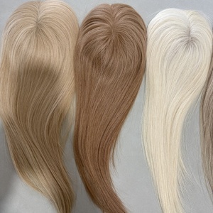Neues Design Spitzen-Toupet Ombre Blonde Farbe Europäisches Remy-<span class=keywords><strong>Haar</strong></span> Mono-Toupet Lagerbestand Kleine Basis-Toupets für Weiße Frauen - Product Image 3