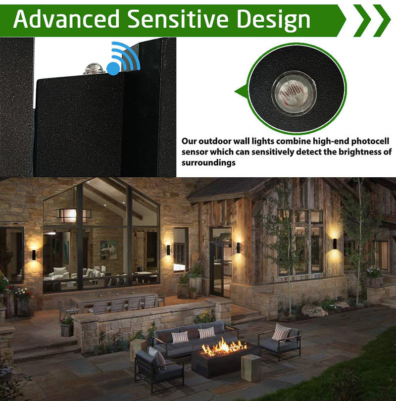 100-277v led wall light for house auto dusk to dawn sensor outdoor wall light with etl certificate
