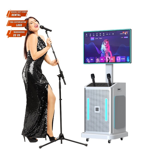 10-inch Wireless Microphone Karaoke Set with Android Touchscreen 32GB Storage Party Speaker & Family Karaoke Booth