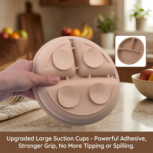 Plato de Silicona para Bebé con 3 Compartimentos, Plato de Succión de Grado Alimenticio, Libre de BPA, Apto para Bebés que Comen Solo, Apto para Lavavajillas, Juego de Vajilla - Product Image 4