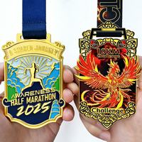 Médailles de course et de marathon personnalisées en métal émaillé, forme ronde, plaqué or, argent, laiton, conception gratuite