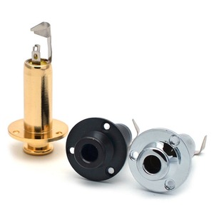2 buah soket steker Jack gitar listrik akustik kuningan Input 6.35 EQ Hitam Perak Emas 3 warna bagian gitar - Product Image 5