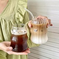 Vaso de Vidrio de Borosilicato de Pared Simple Personalizado para Café, Vasos Ondulados para Beber, para Restaurante